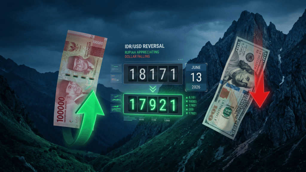 kurs dollar 13 juni 2026 rupiah menguat 250 poin dari rekor 18171 ke 17921